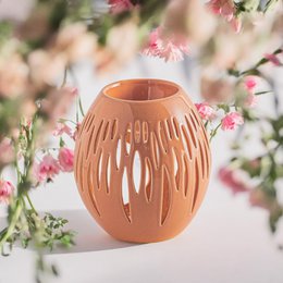 Brûle parfum Série Céramy – Ovali Terra – Bougeoir en Céramique Laquée – Diffusion Cires Parfumées, Huiles Essentielles – Idée Cadeau Déco