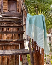 Toalla de Hammam Fouta Waffle Rayas - Menta - 100x200cm