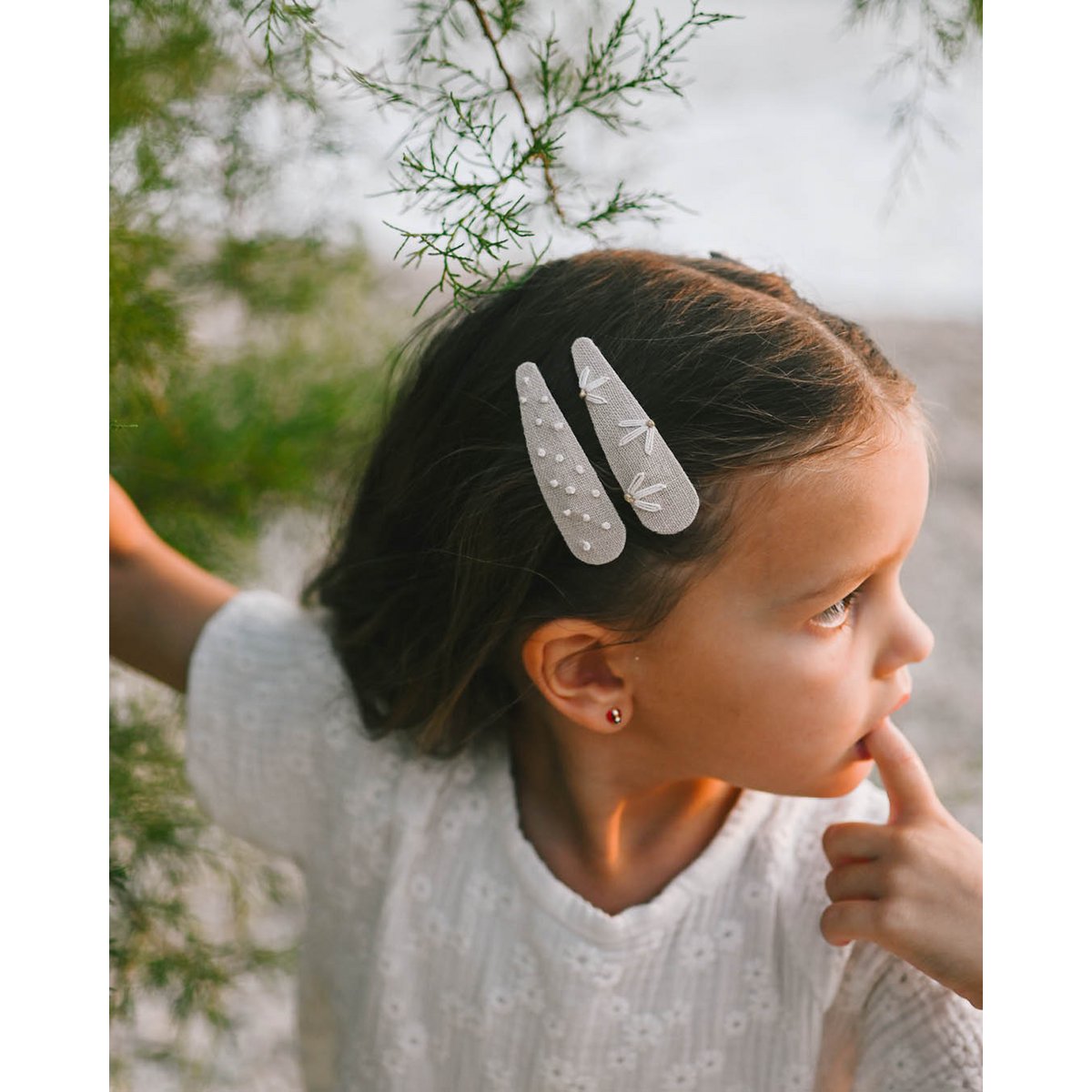 Barrettes beige bloom + pois