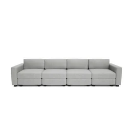 Grey modular four-seater sofa, contemporary design, comfortable sectional couch for large living spaces.