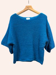 Pull col bateau manches 3/4 en 76% mohair et laine