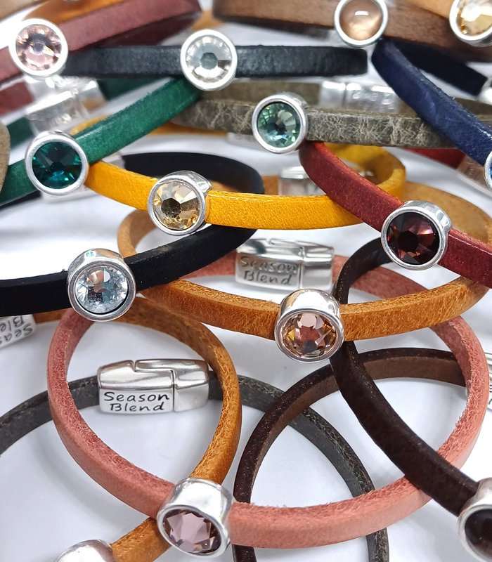 Timeless leren armband antiek verzilverd kleurrijk