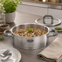 LUGANO Edelstahl Servier Pfanne 24 cm