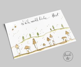 Postcard | Christmas card | Christmas mail | Winter village in the mountains