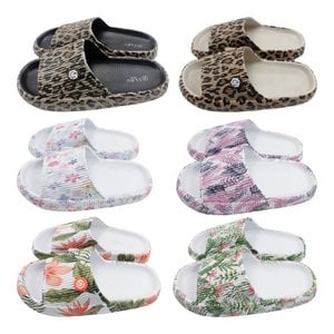 Damesslippers "Clou Shoes" » goedkope damesschoenen » teenslippers met luipaard- & bloemmotief » zomersandalen, badschoenen & tuinschoenen