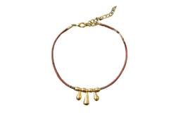 Bracelet cuir 3 petites breloques goutte laiton » Fait main
