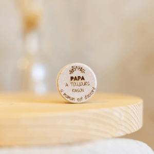 Bottle bottle of wine "dad is always right" in cork and wood - my bamboo