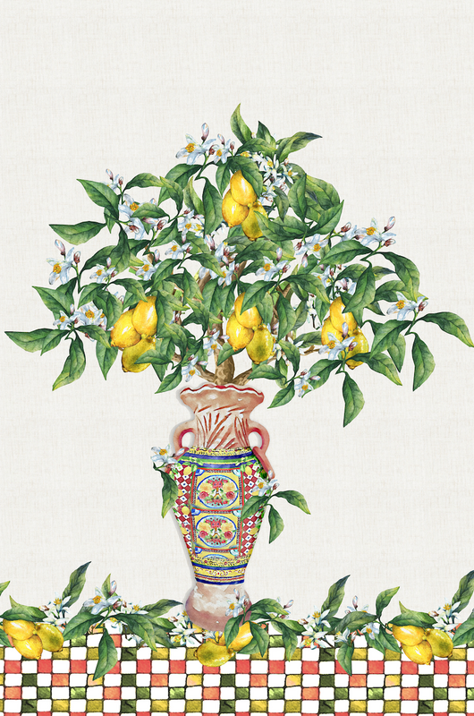 Set 2 Tea Towels 50x70cm - Lemon
