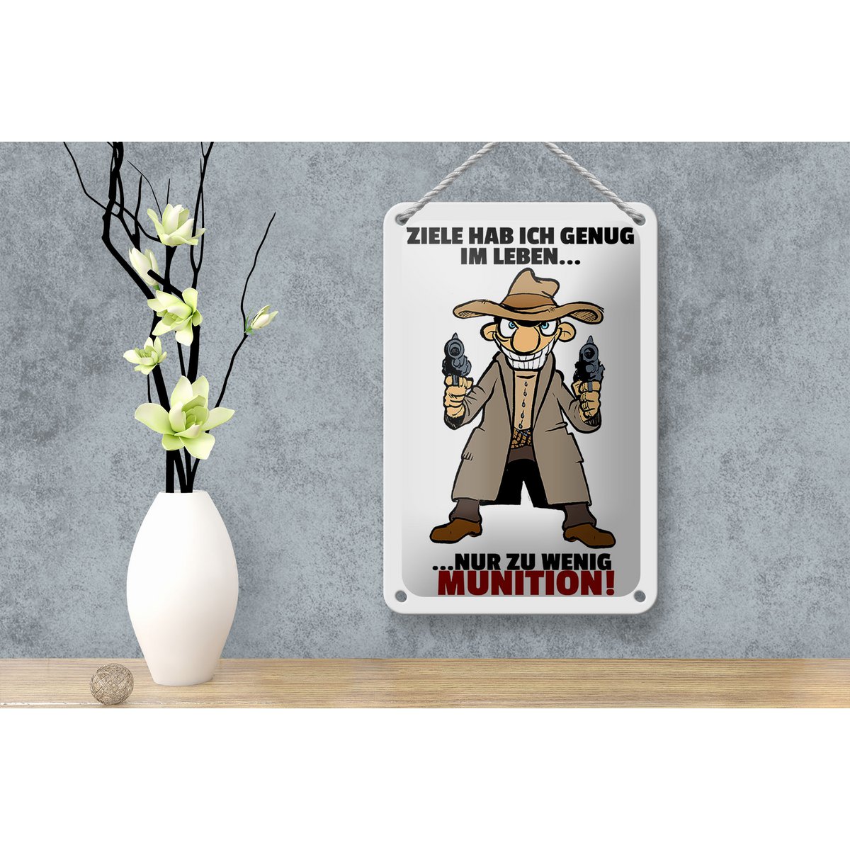 Tin sign saying 12x18cm Target enough just too little ammunition sign