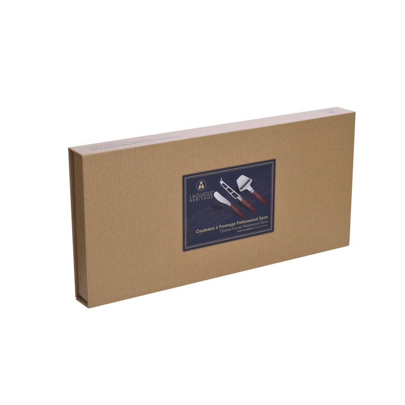 LAGUIOLE HERITAGE Set of 3 knives: for butter and cheese - Wooden box