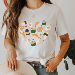 T-Shirt Sushi Heart - ORGANIC COTTON Nigiri Shirt Vegan