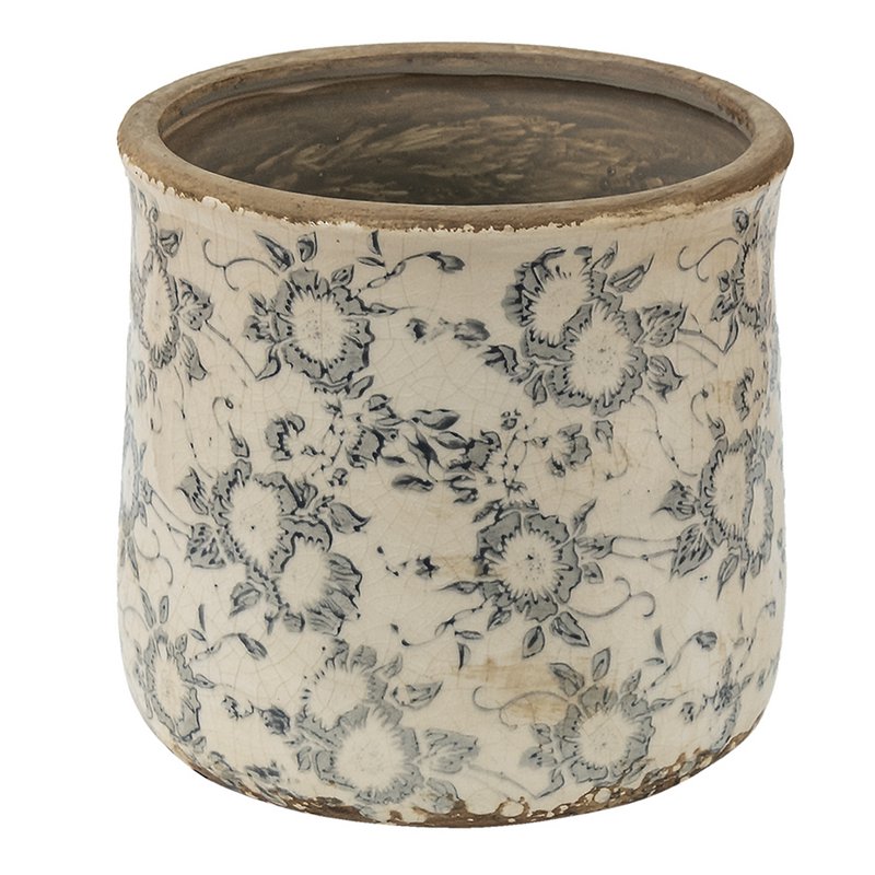 Flowerpot Ø 17x16 cm gray beige ceramic flower flowerpot inside