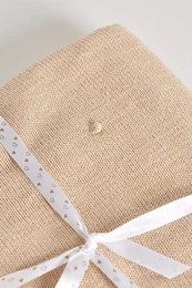 Coperta in maglia di cotone per bambini con pompon