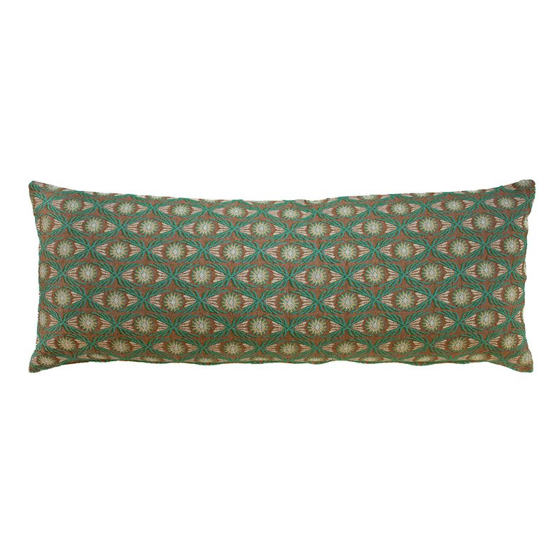 Coussin NIN-NIT Classique Nature Diamant XL | 100% coton tissé | coussin décoratif à imprimé floral | vert| orange | marron | beige | rouge | bleu | multicolore | 90x35cm