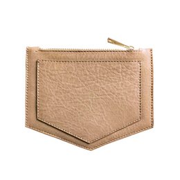  A compact, minimalist wallet in a graphite grey color with a textured leather-like material. The wallet features a simple, clean design with a zippered compartment and a small metal accent.