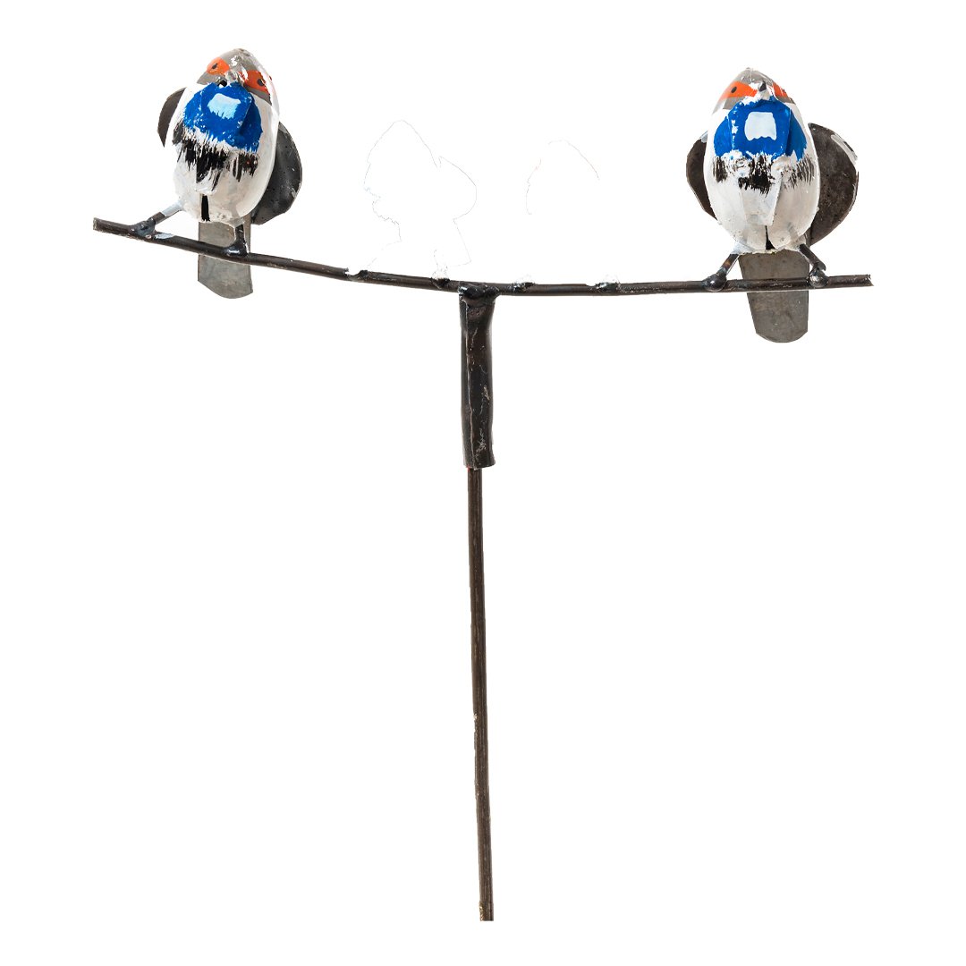 ZIMBA-ARTS METALLPAAR MIT GROSSEM GEFLECKTEM BLAUEN HALS AUF STOCK