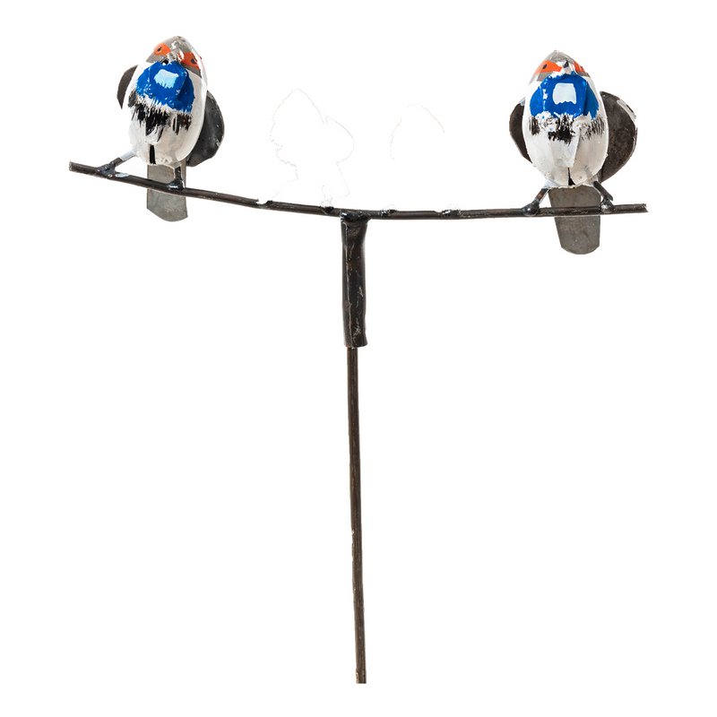 ZIMBA-ARTS METALLPAAR MIT GROSSEM GEFLECKTEM BLAUEN HALS AUF STOCK