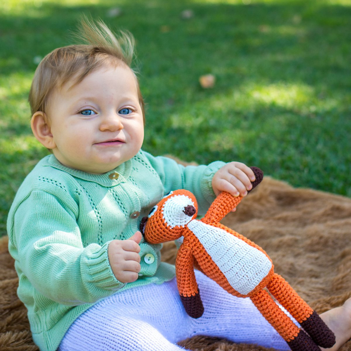 Crocheted cuddly toy fox FRED (organic)