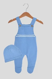 Baby strik bukser med beanie, striber