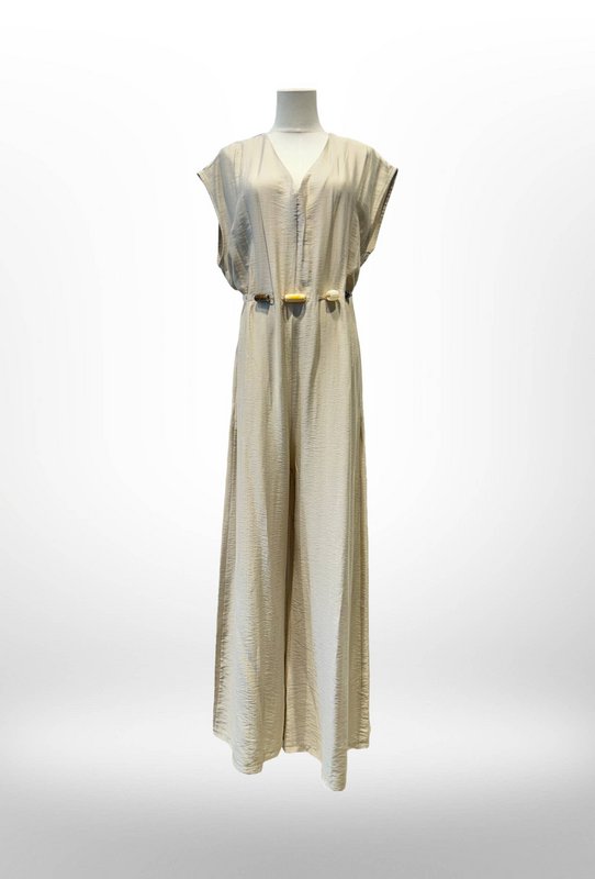 Lang Jumpsuit-kjole med perlebælte - VISCOSE - 8800