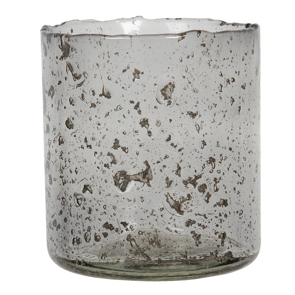 Theelichthouder Ø 10x12 cm Grijs Glas Waxinelichthouder