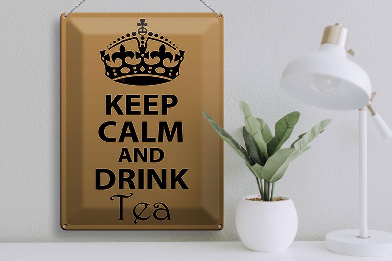 Blechschild Spruch 30x40cm Keep Calm and drink tea