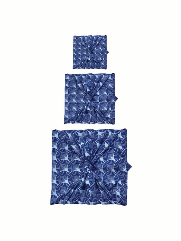 Confezione regalo in tessuto Furoshiki - Confezione da 3 pezzi su un lato
