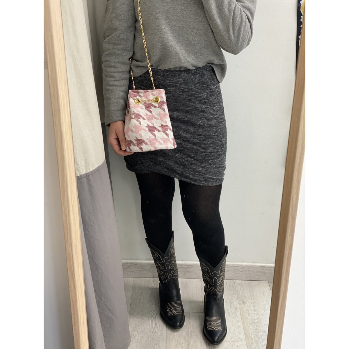 Sac Seau PIED DE COQ ROSE