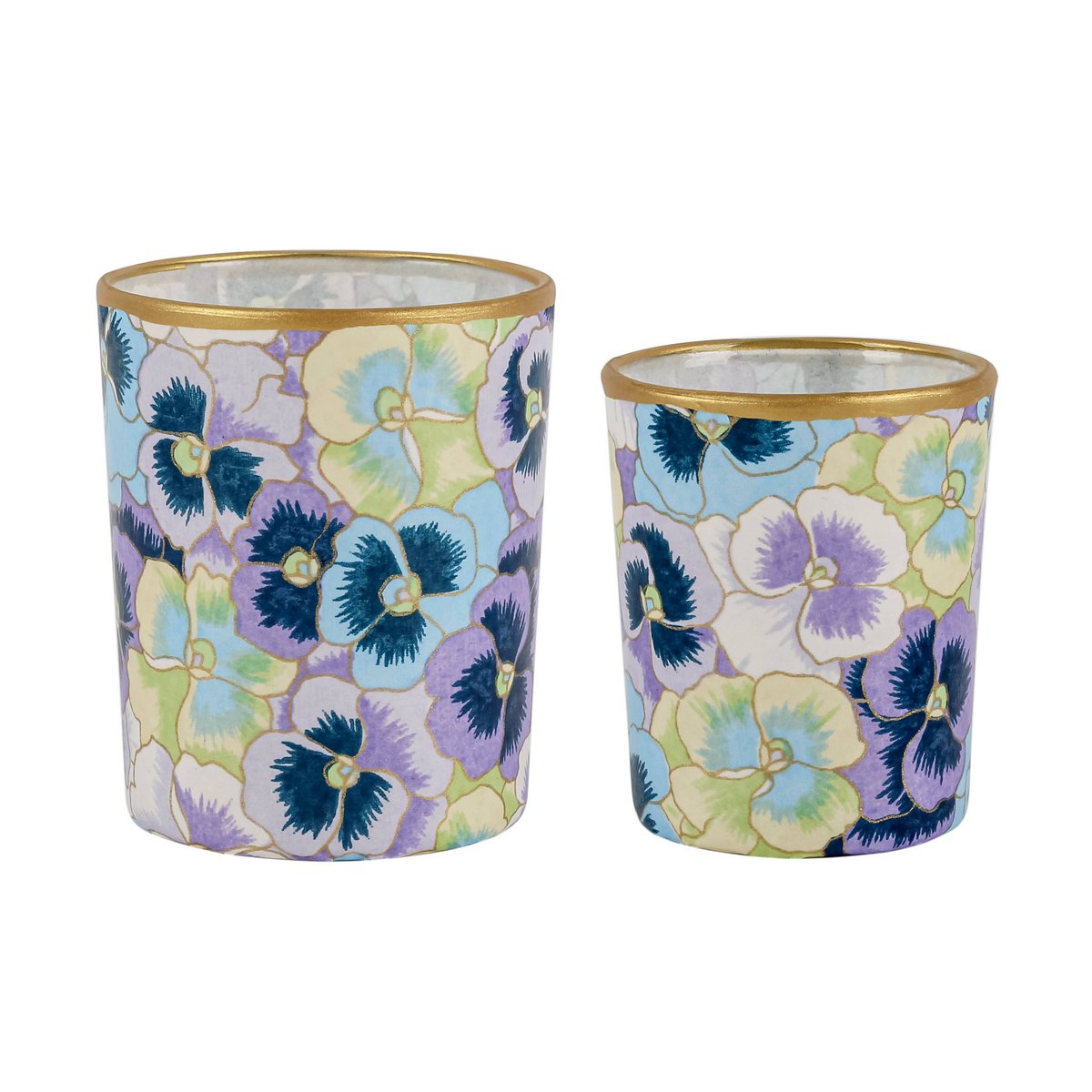 Small tealight holder made of glass & Chiyogami paper | Pensee / Viola | Hand made