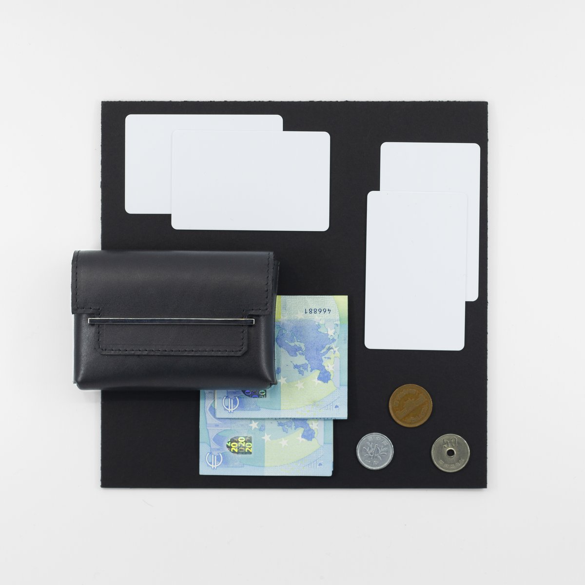 FRAME møntpung - sort rhodium