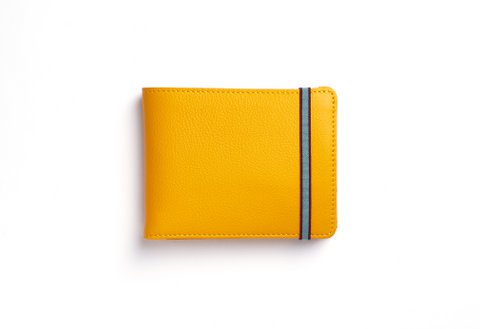 Gele minimalistische portemonnee met muntzakje