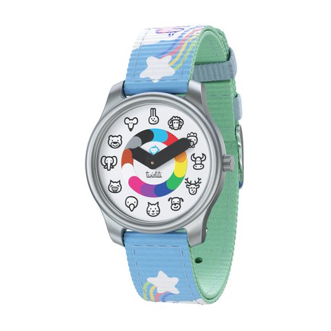 Twistiti - Educatief kinderhorloge voor 3-6 jaar oud, met DIEREN wijzerplaat, waterdicht 50 meter, gemakkelijk te verwisselen riem - eenhoorn