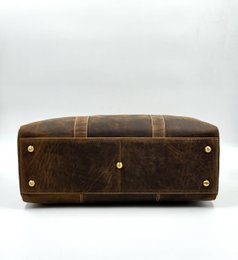 Håndlavet brun "Hunter" læder rejsetaske – Artisan 46 cm kompakt weekender med indvendig skillevæg