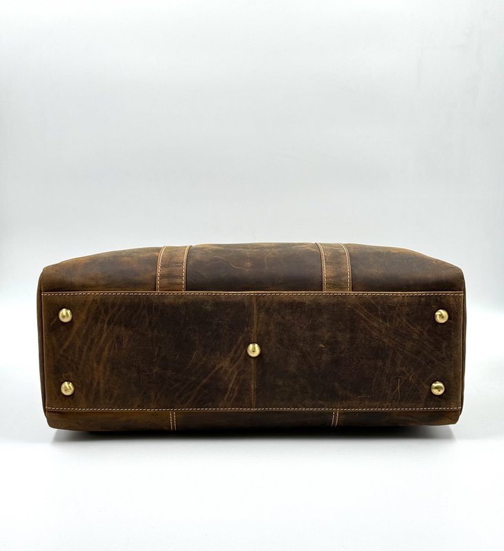 Håndlavet brun "Hunter" læder rejsetaske – Artisan 46 cm kompakt weekender med indvendig skillevæg