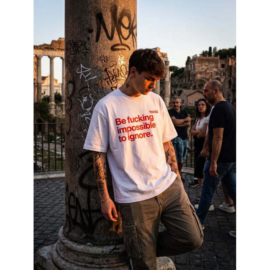 T-shirt Oversize "Loud" Stampa Rossa | Horda Cotone 200g