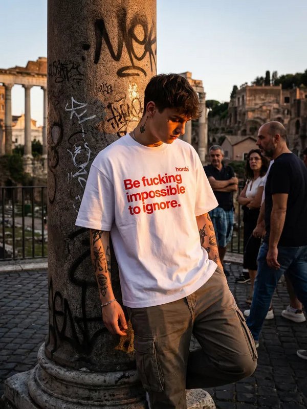 T-shirt Oversize "Loud" Stampa Rossa | Horda Cotone 200g