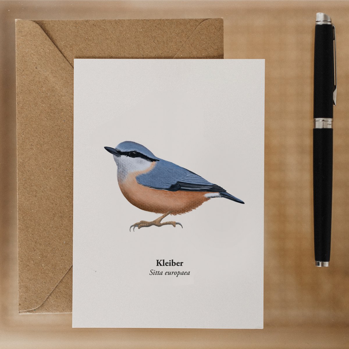 Postal Kleiber - Vogel Ilustration - Miniprint - Regalo para Vogel Liever - Mini impresión de arte - Aves domésticas
