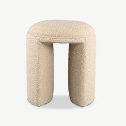 Puf redondo Josy, beige bouclé