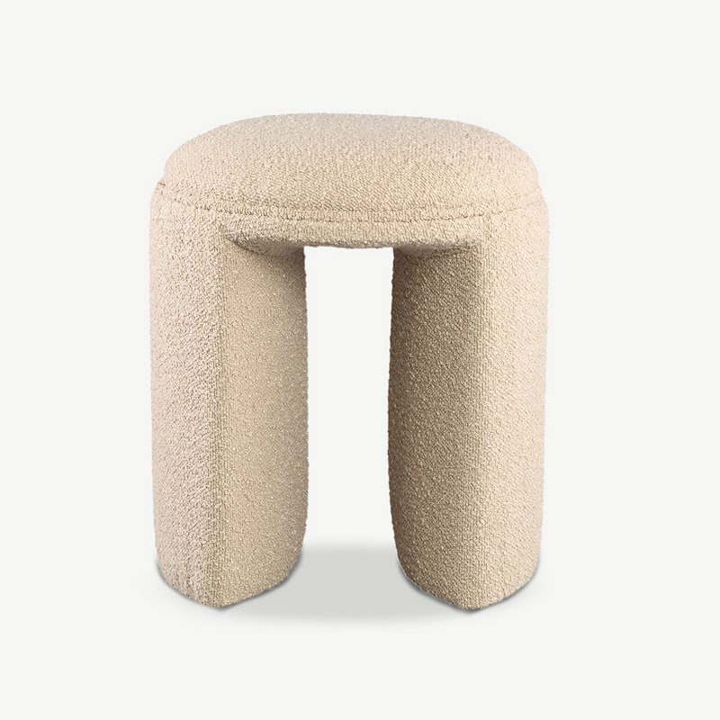 Puf redondo Josy, beige bouclé