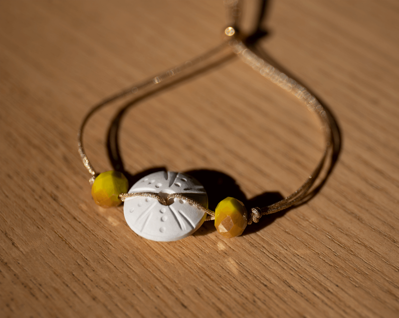 Faceted sea urchin aromatherapy bracelet