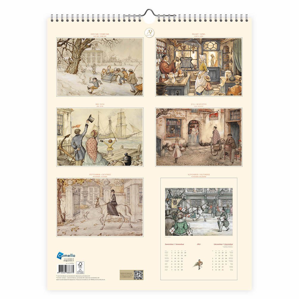 0016 Anton Pieck maandkalender groot Hoge Hoeden 2027