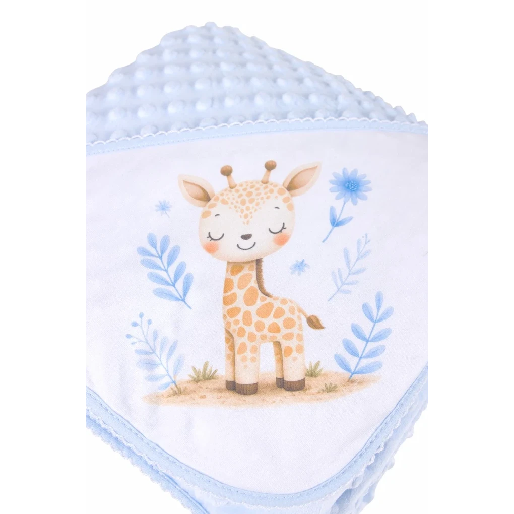 Coperta per bebè con cappuccio, giraffa ricamata