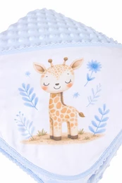 Coperta per bebè con cappuccio, giraffa ricamata