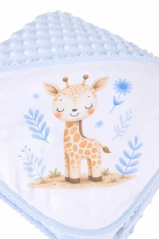 Coperta per bebè con cappuccio, giraffa ricamata