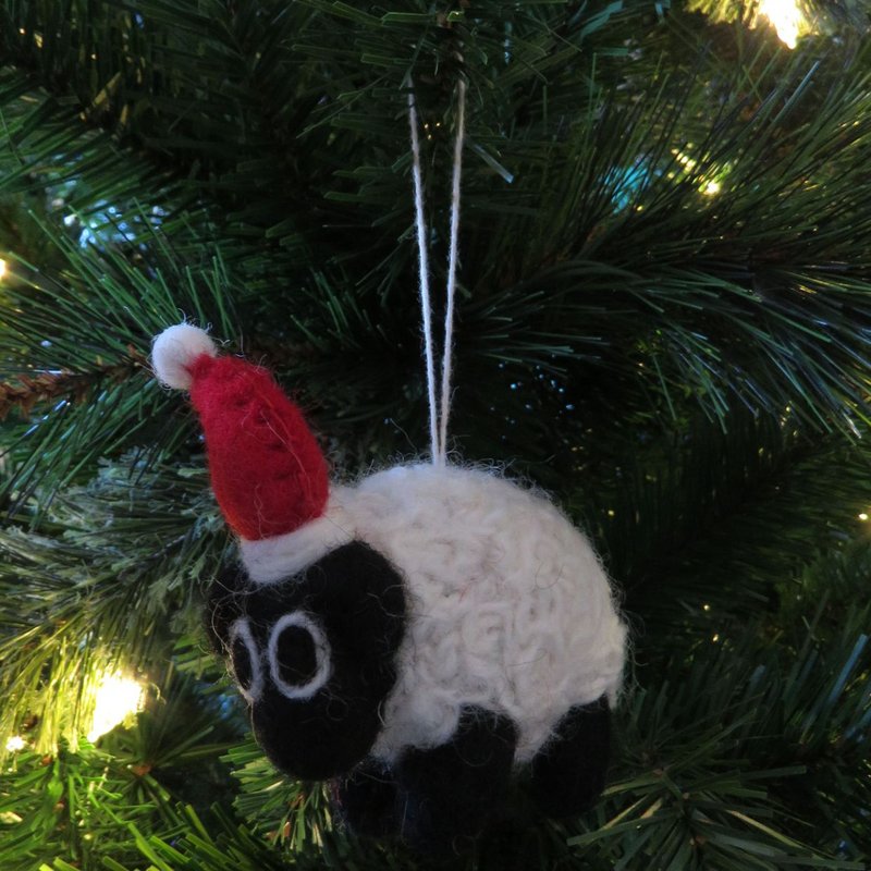 Handmade Felt Biodegradable Christmas Black Sheep Tree Hanging Decoration