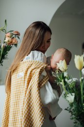 Tisu Nursing Cover, Mustard Gingham
