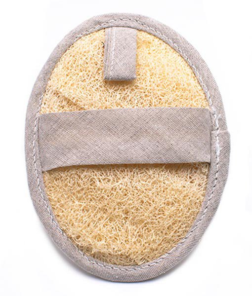 Manopla exfoliante corporal de Luffa con asa. Azal.