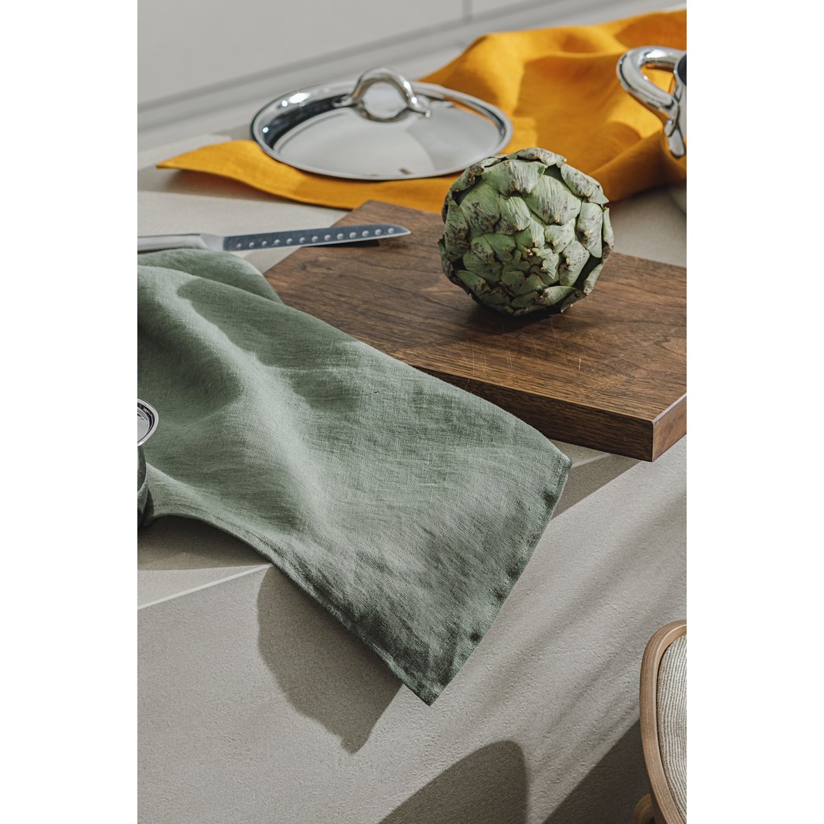 Paño de cocina / Verde musgo nórdico, 100% lino