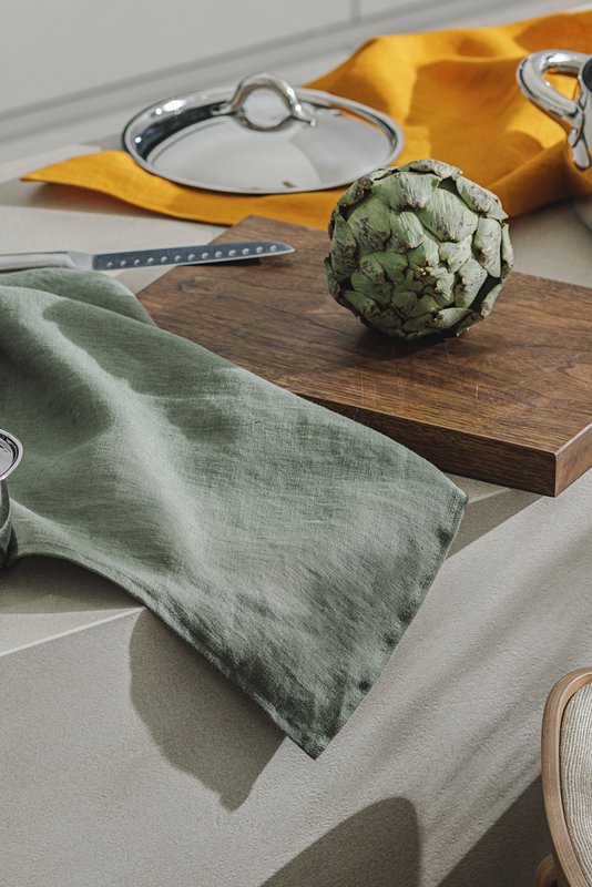 Paño de cocina / Verde musgo nórdico, 100% lino