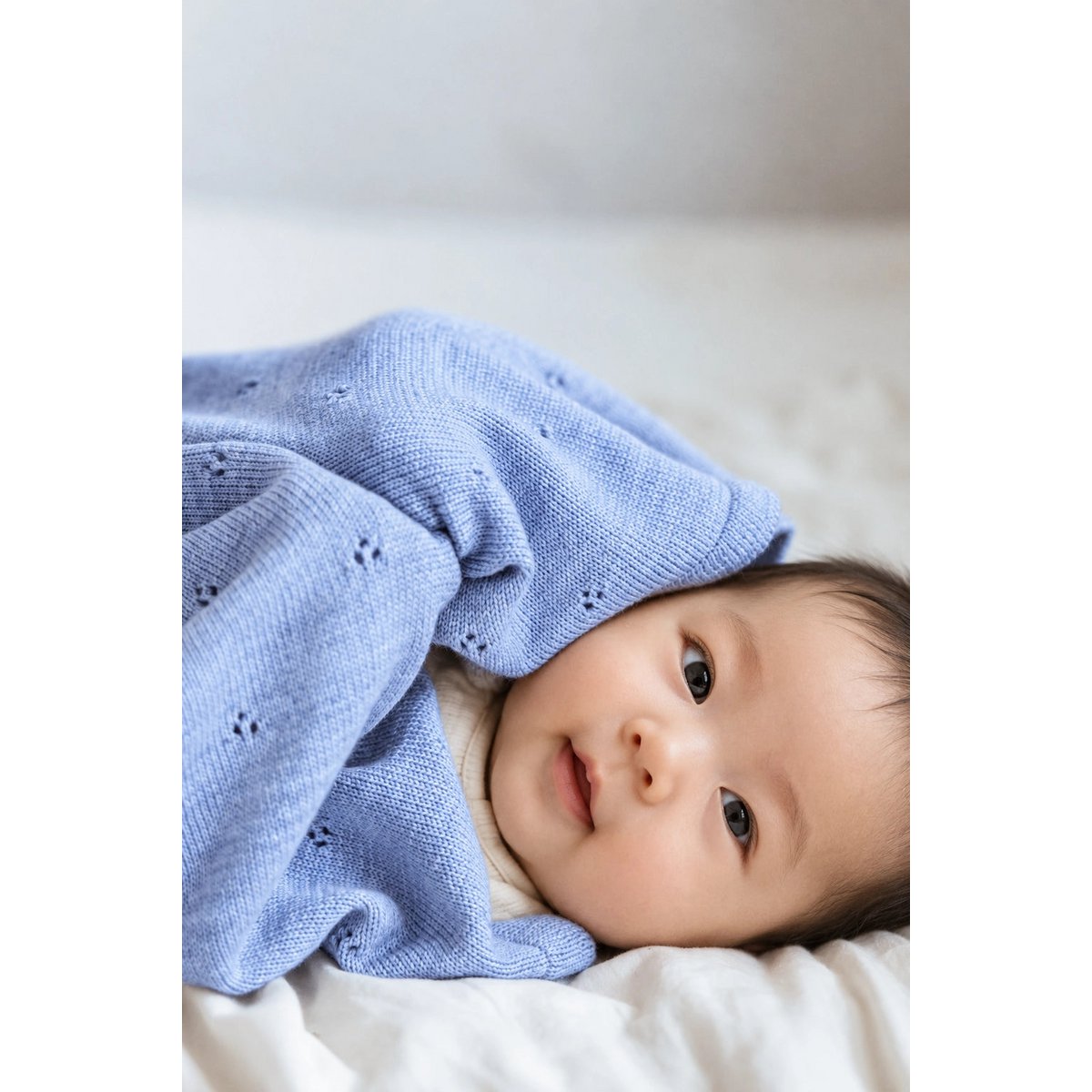 Coperta per bebè APOLLO – 100% lana merino – blu [B2B]